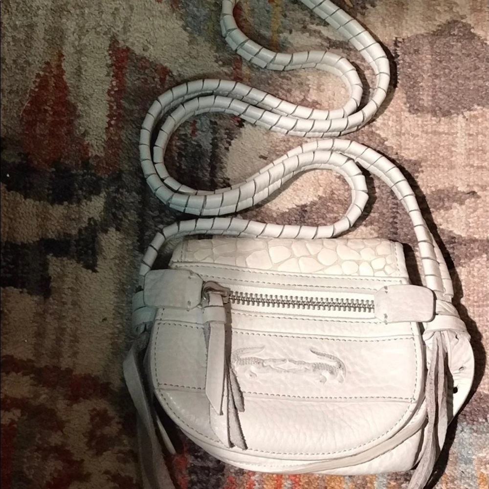 Lacoste Cream Leather Crossbody Purse